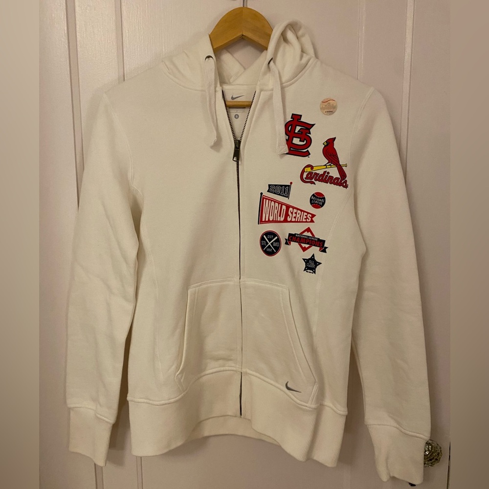 Nike White Full-Zip Hoodie St Louis Cardinals World Series 2011 Merch Baseball